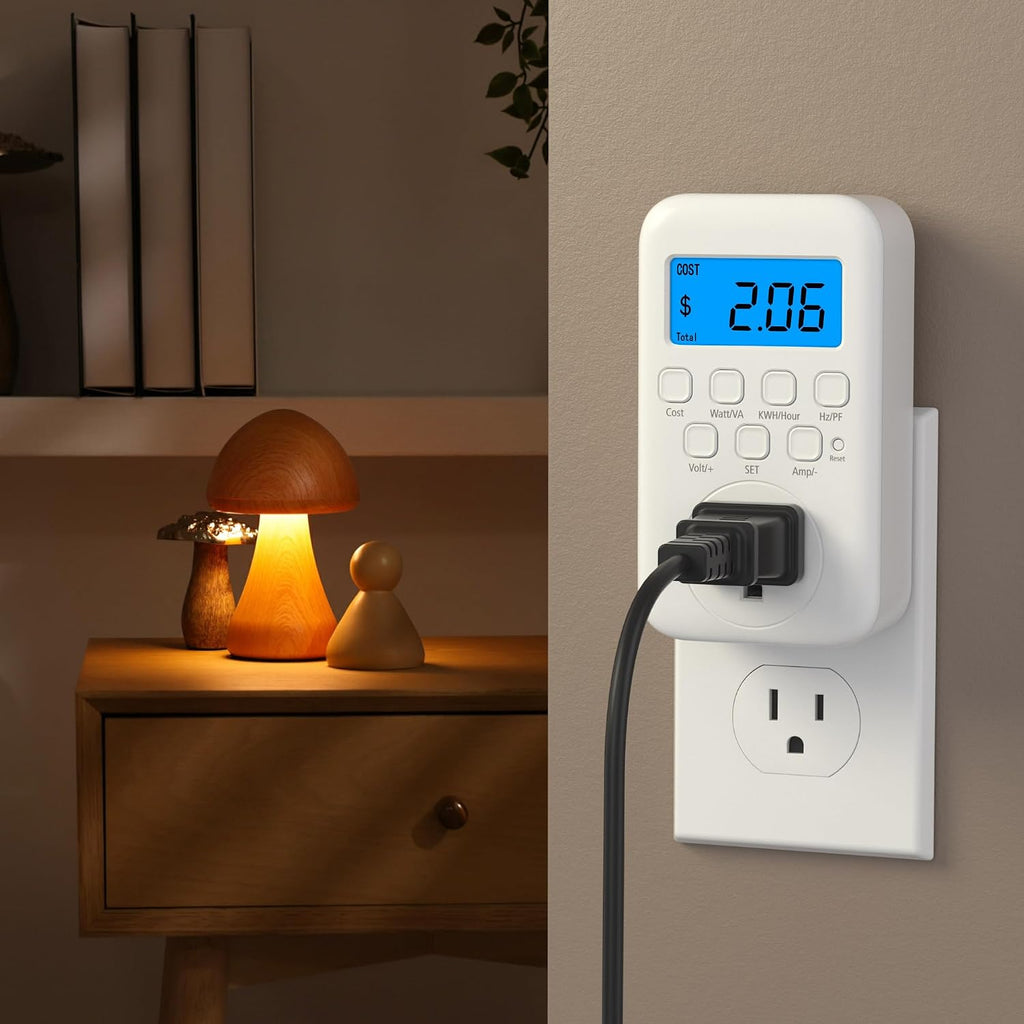 Watt Meter Plug with Backlight, Plug-In Socket Power Meter Electricity Usage Monitor Consumption Electrical Energy Monitor, Voltage Amps Wattage Electricity Usage Tester, 9 Display Modes - 2 Pack